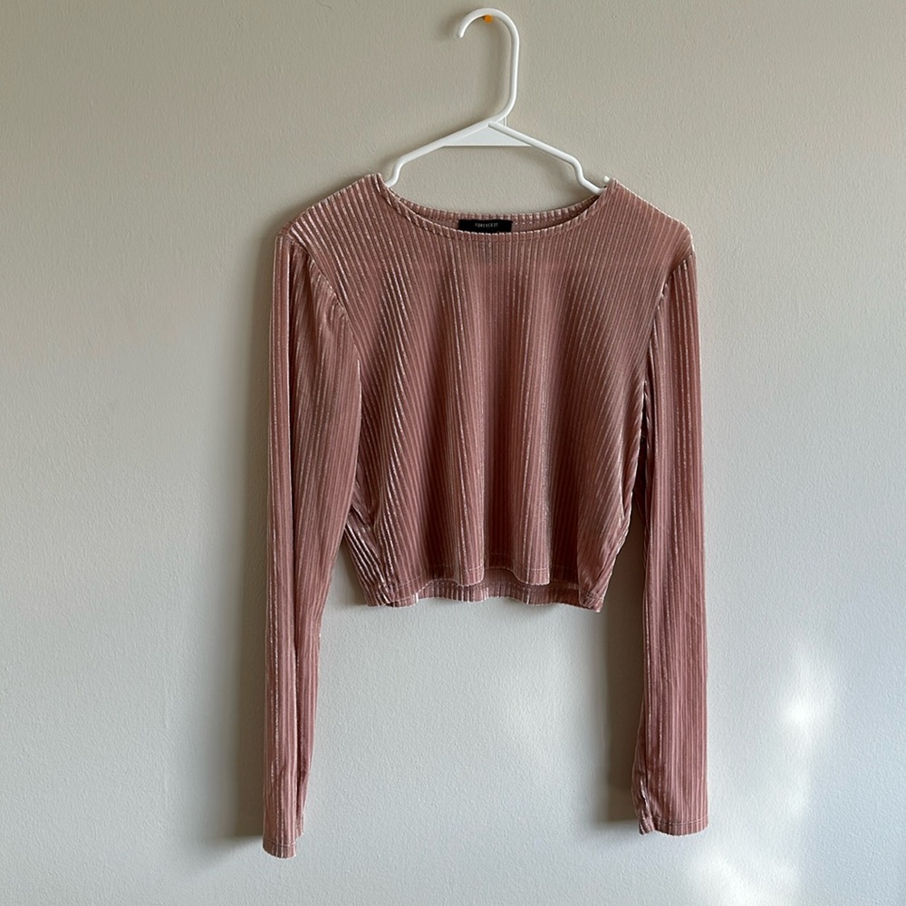 Pink crop top w/ Black skirt